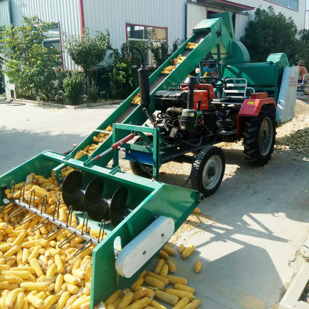 河南拖拉机带玉米脱粒机 背负式打棒子粒机 鲁丰机械lf-282t质量保证
