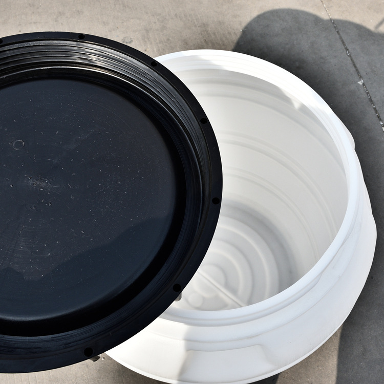 150L立式塑料圆桶|圆形带盖塑料水桶|白色立式150L水产桶示例图2