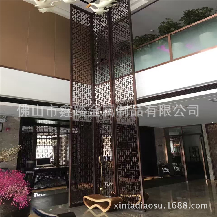 佛山酒店古铜铝板双面镂空浮雕屏风实力厂家报价示例图12