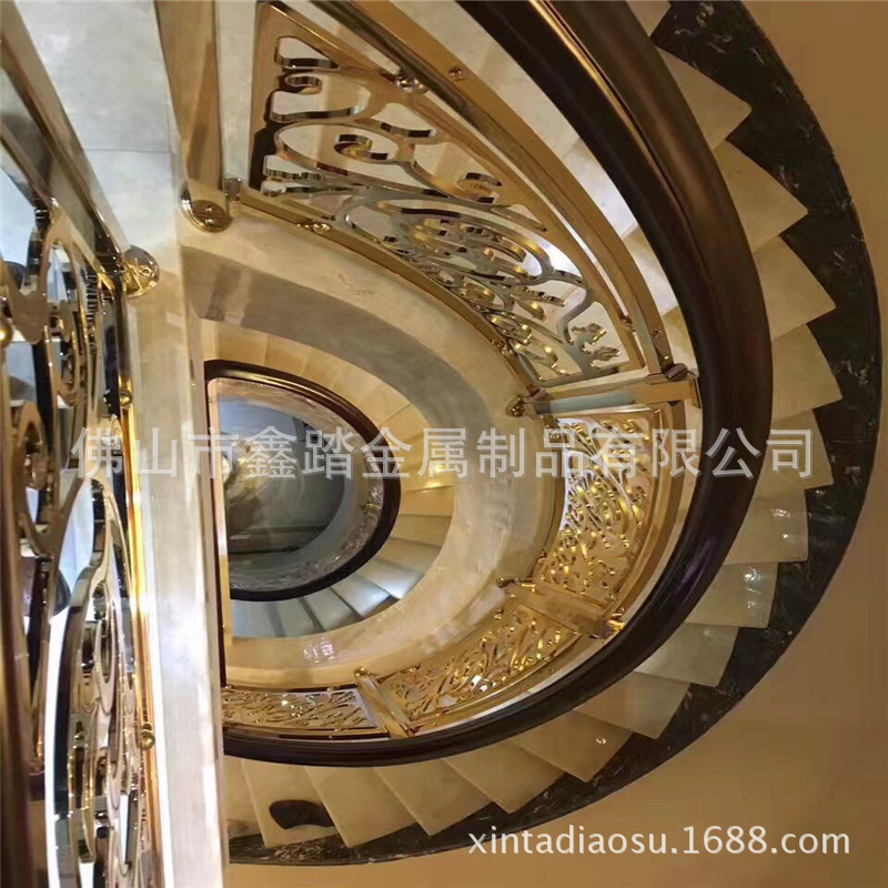 红古铜铝板雕刻楼梯护栏厂家 酒店装饰专用护栏示例图14
