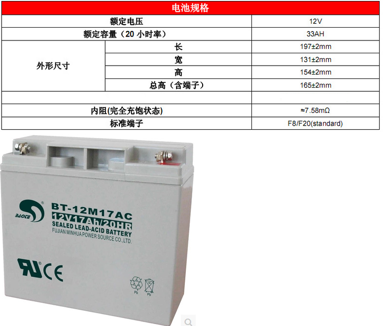 赛特蓄电池BT-12M17AC 12V17AH厂家直销示例图1