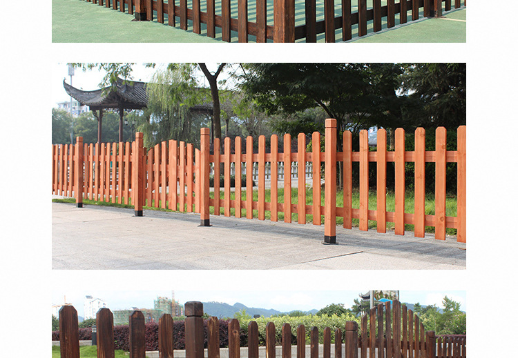 防腐木栏杆 碳化木栅栏围墙围栏篱笆墙 花园实木隔断园林防护栏示例图7
