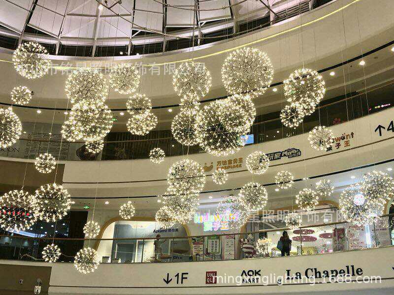 大型商场中庭LED球星吊饰首选铭星灯饰专业定制购物中心中厅吊挂示例图8