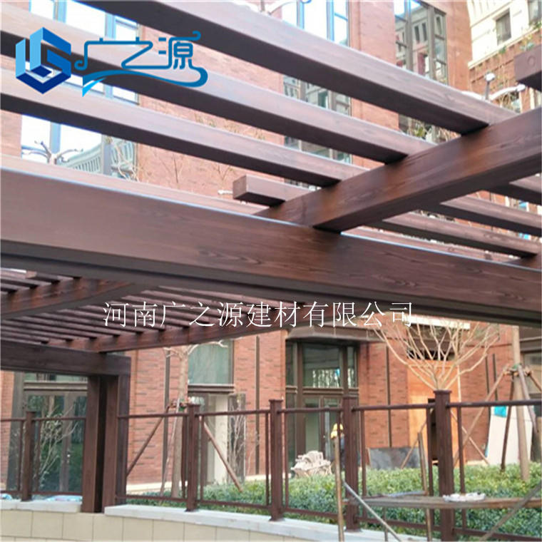 北京木纹漆生产厂家，广之源户外廊架护栏凉亭仿木纹漆加工技术示例图1