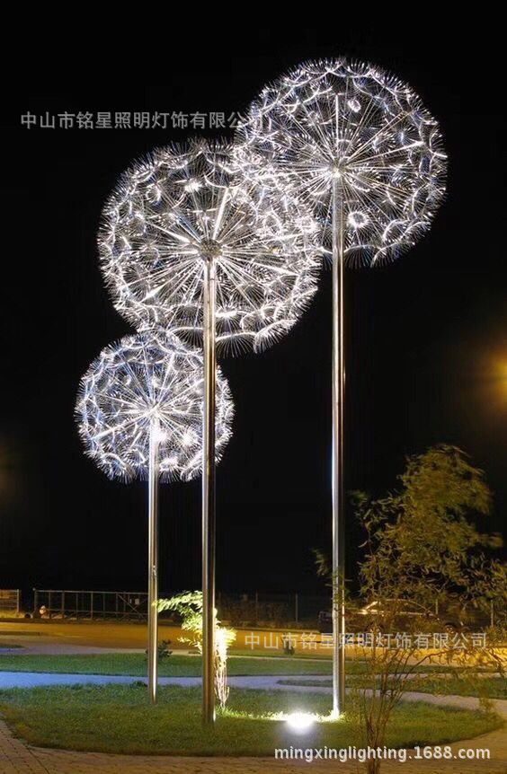 灯光展大型发光蒲公英球造型灯厂户外广场装饰蒲公英景观高杆路灯示例图52