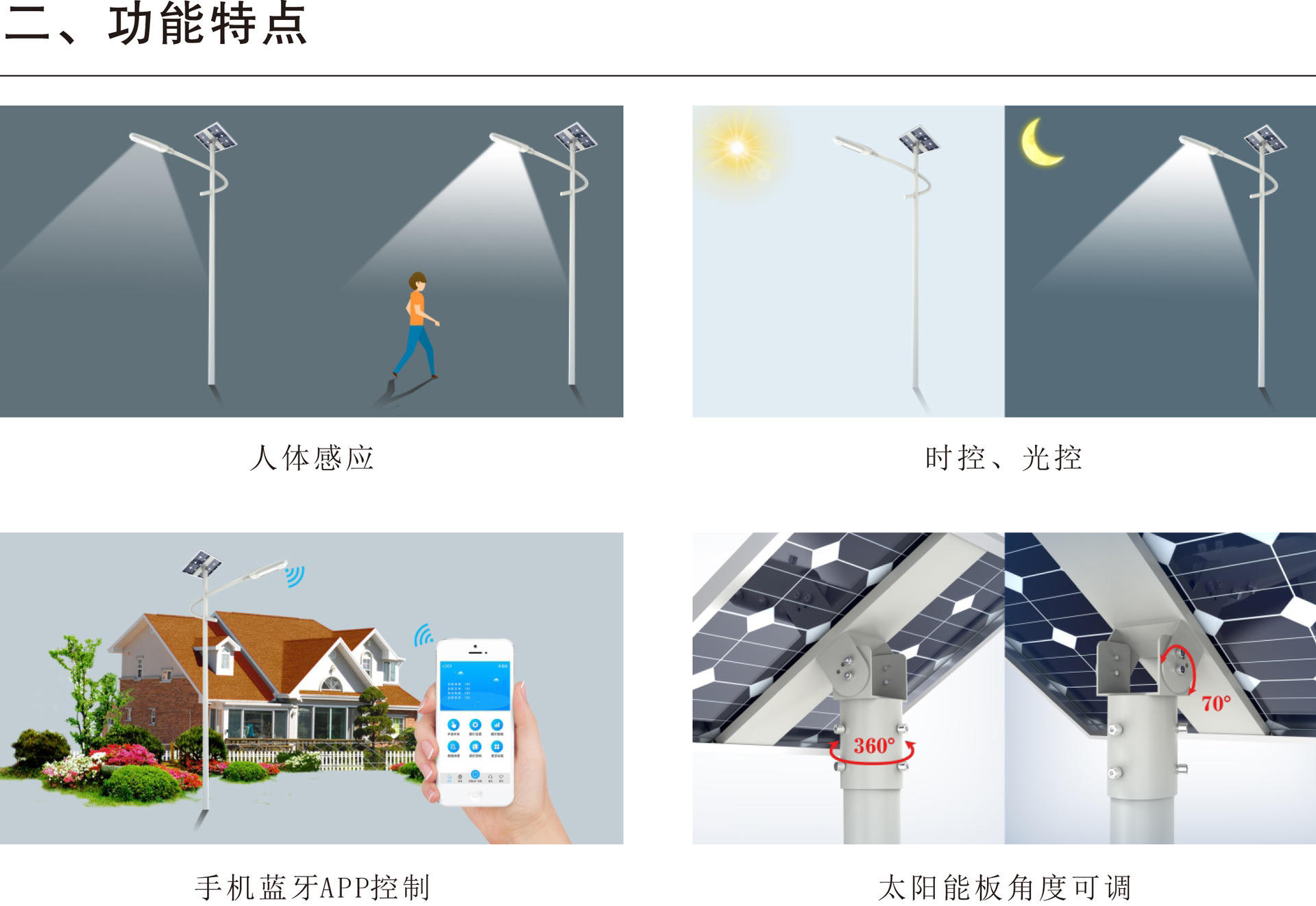 江苏北极光太阳能LED灯生产厂家  手机APP控制太阳能分体路灯  太阳能路灯示例图5