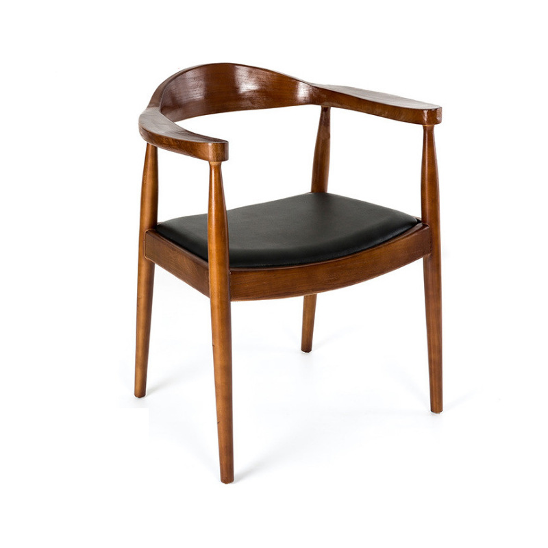 北欧实木靠背牛角椅子奶茶甜品店桌椅咖啡厅西餐厅桌椅橡木牛角椅示例图5