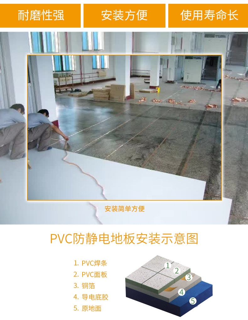 厂家直销防静电PVC地板  电子车间专用防静电地胶卷材 现货批发示例图3