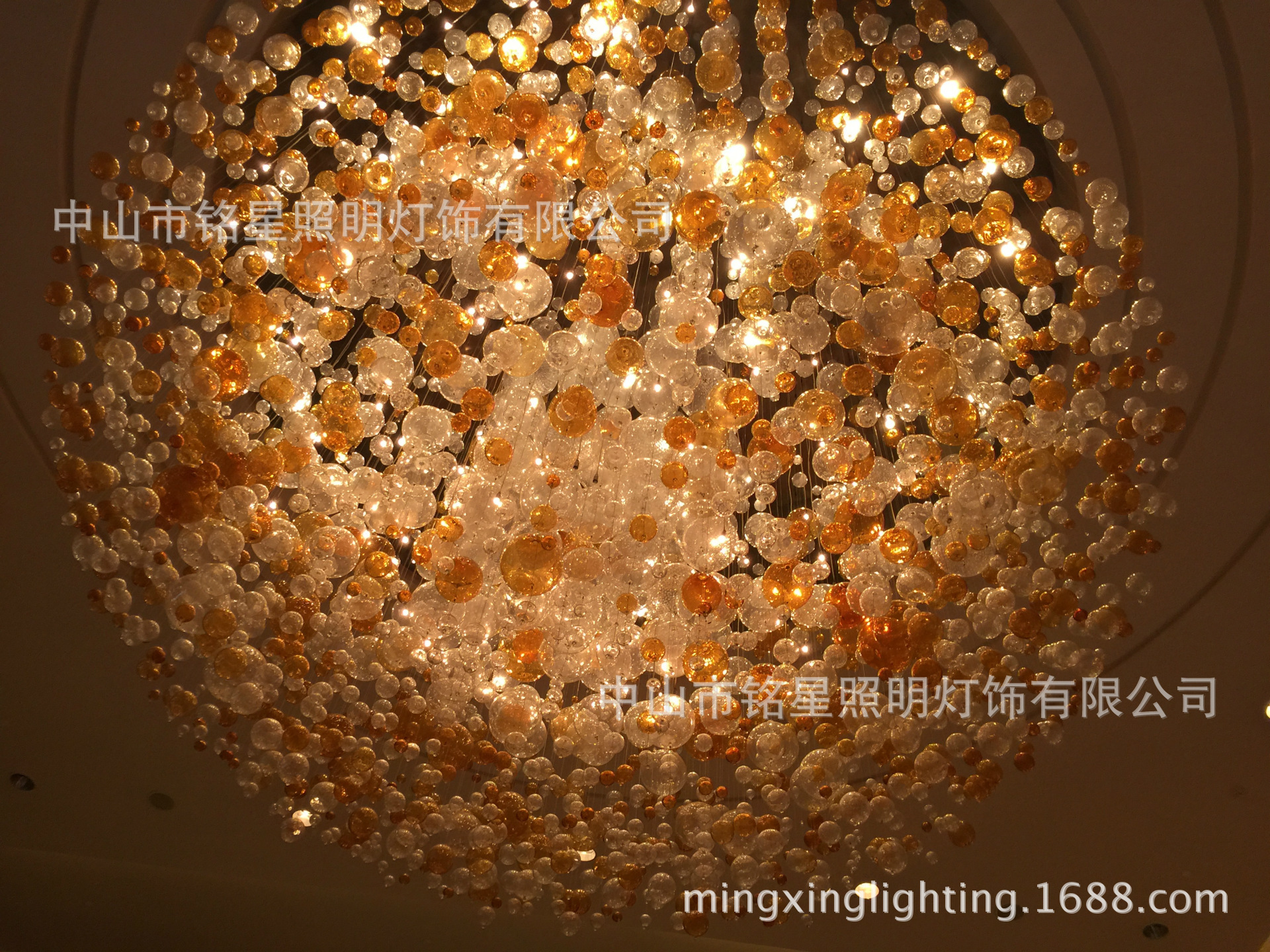 售楼部洽谈区新款LED烟火花球形吊灯款式火花球吊灯艺术火花球灯示例图33