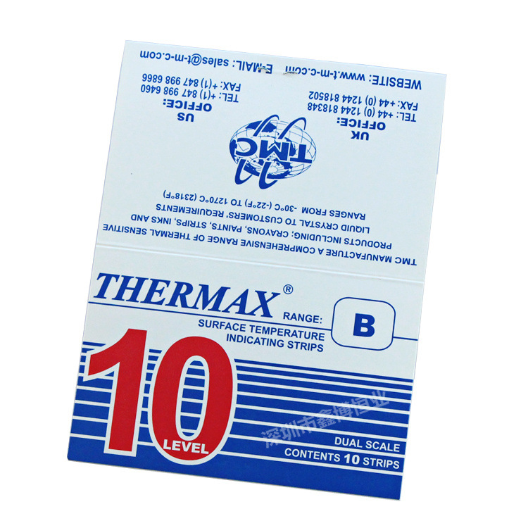 现货热卖 77-127℃ 10格B英国THERMAX感温贴片 英国TMC温度测试纸示例图4