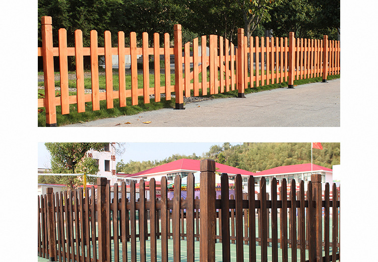 防腐木栏杆 碳化木栅栏围墙围栏篱笆墙 花园实木隔断园林防护栏示例图6