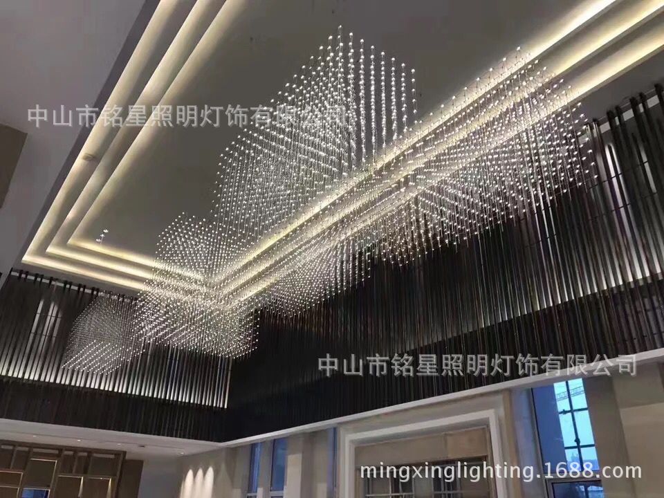 专业酒店大堂大型光立方吊灯厂家定制售楼部展厅LED光立方体灯具示例图15