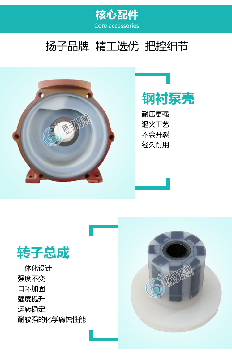 氟塑料合金磁力泵CQB65-50-160FD耐腐蚀化工泵耐强酸强碱磁力泵示例图7