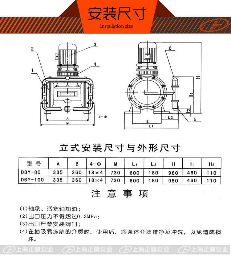 DBY-40P型304不锈钢电动隔膜泵 配丁晴/四氟膜片 螺纹连接 1.5KW示例图8