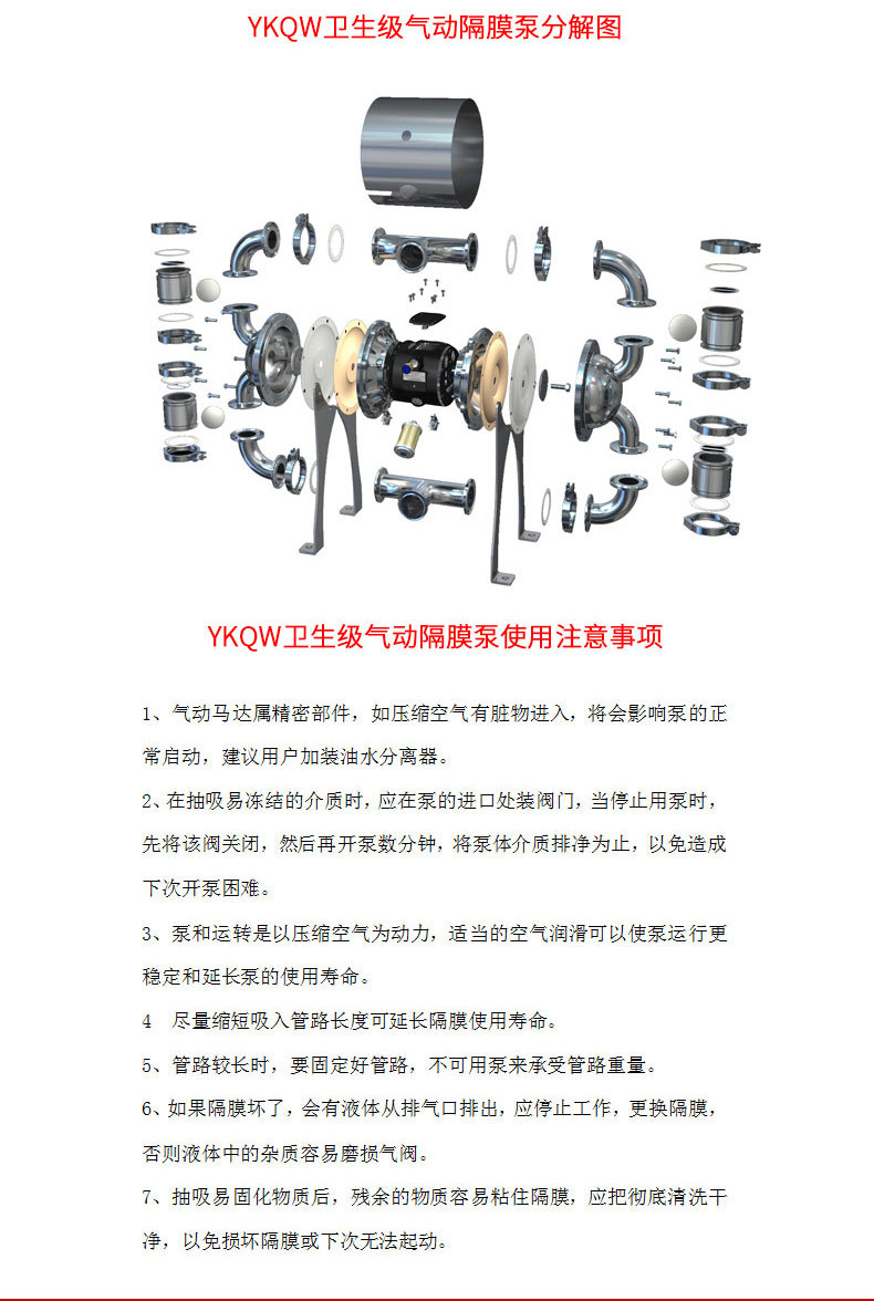 上海食品级隔膜泵 QBK-W-25PF46卫生级气动隔膜泵 食品级隔膜泵示例图7