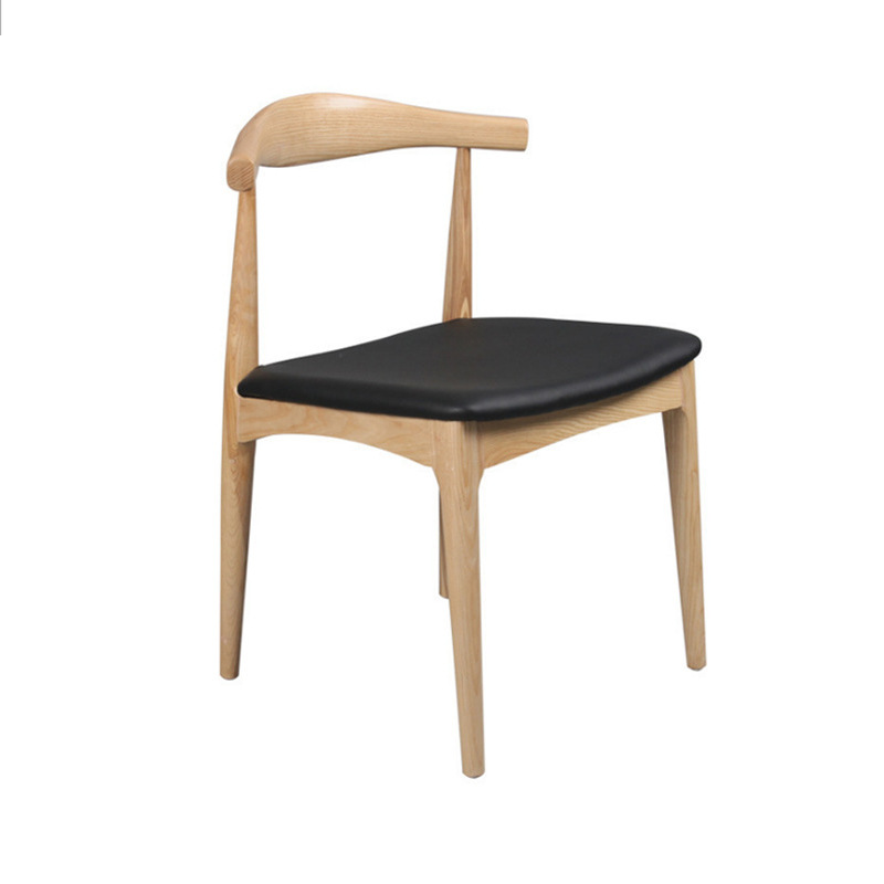 北欧实木靠背牛角椅子奶茶甜品店桌椅咖啡厅西餐厅桌椅橡木牛角椅示例图4