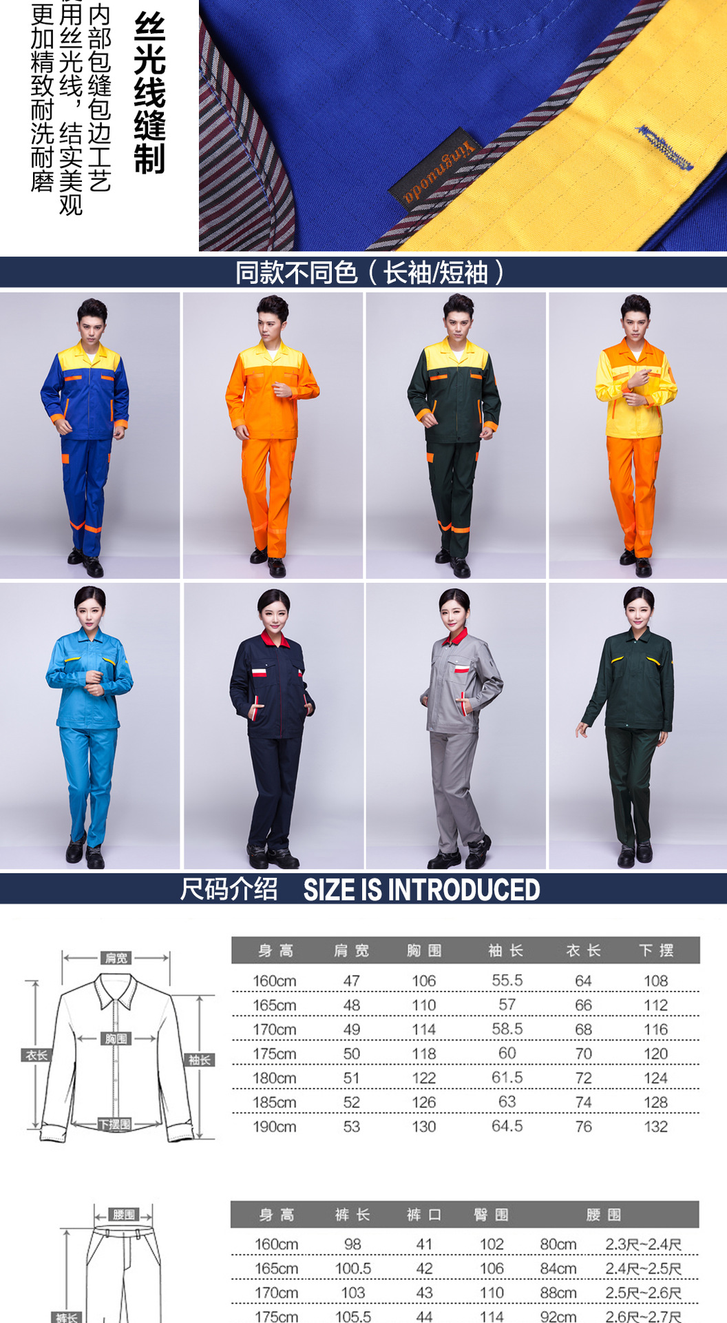 鹰诺达 防静电工作服套装 汽车维修车间工作服厂服定制劳保服装棉示例图7