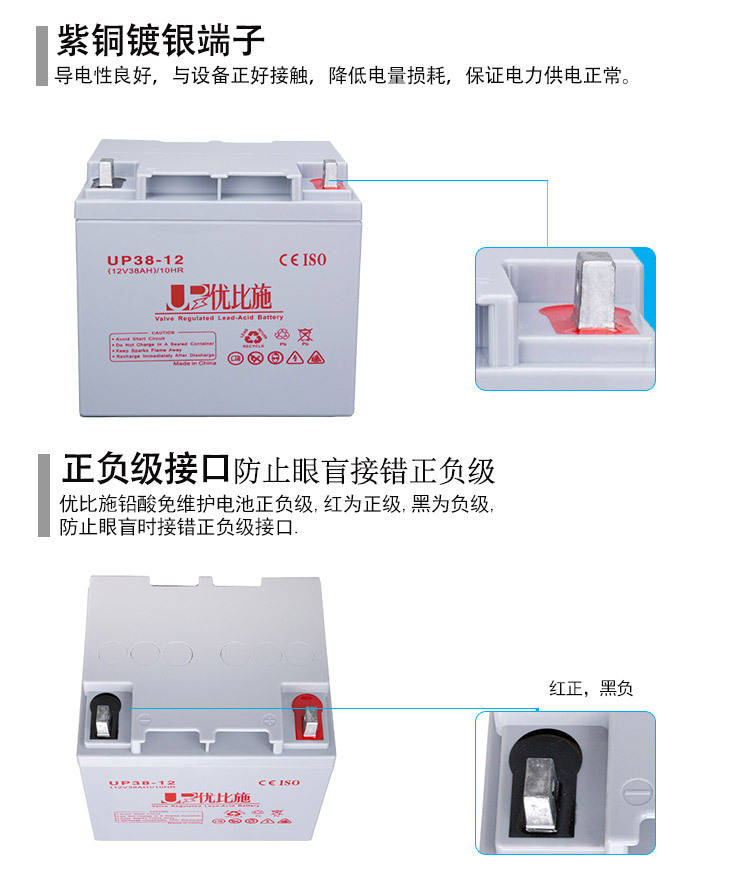 热销 免维护蓄电池12V38AH 上海UPS电源监控安防厂家直销品质款示例图8