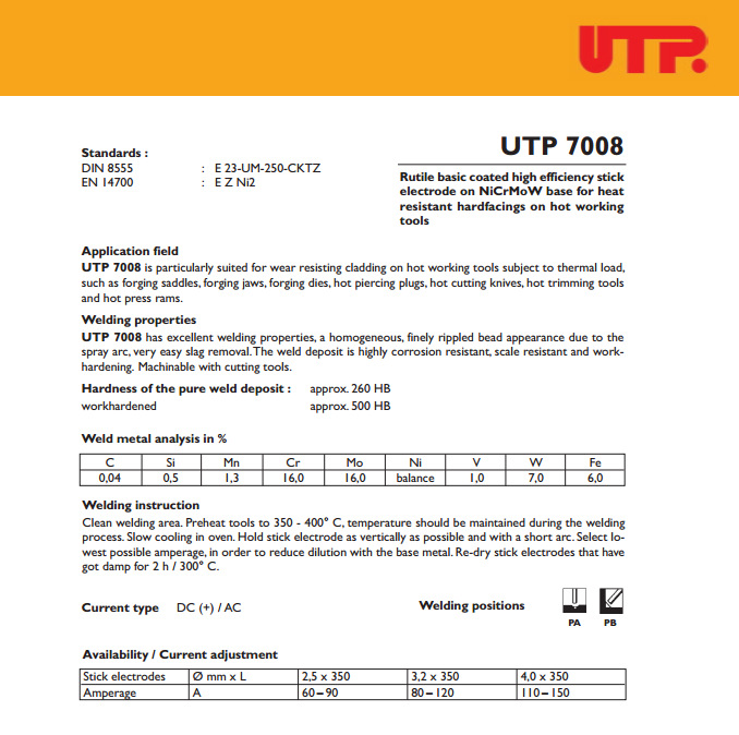 德国UTP 7008镍基焊条进口镍基合金焊条示例图1