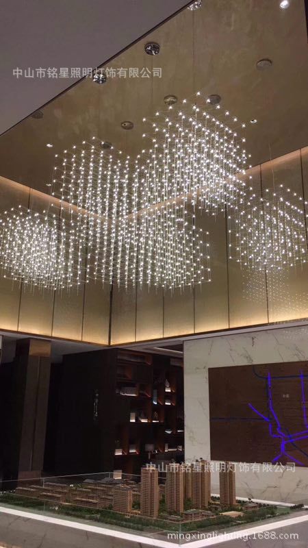 专业酒店大堂大型光立方吊灯厂家定制售楼部展厅LED光立方体灯具示例图23