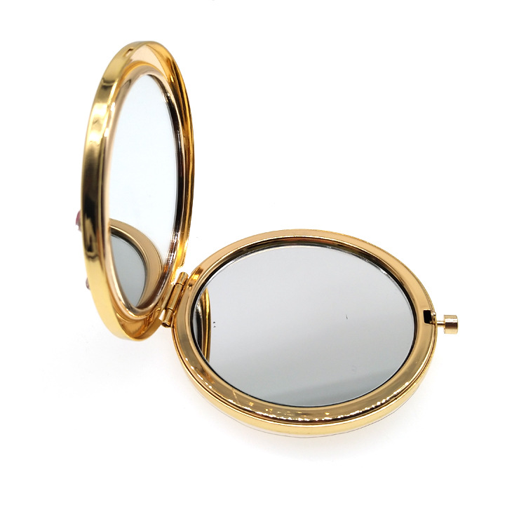 定制红宝石镶钻化妆镜高档金属礼品镜 双面折叠小镜子随身补妆镜示例图9