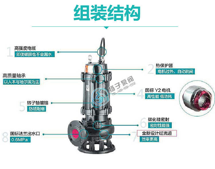 WQ无堵塞潜水排污泵 自动搅匀泵排污泵 380V工业废水排出泵 厂家示例图11