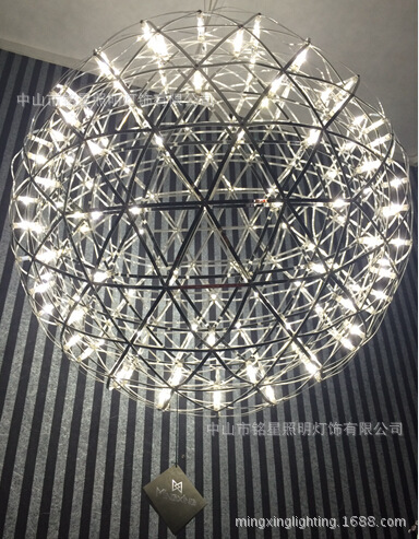 售楼部灯具 新款LED圆球吊灯创意不锈钢LED圆球吊灯酒店别墅灯具示例图6