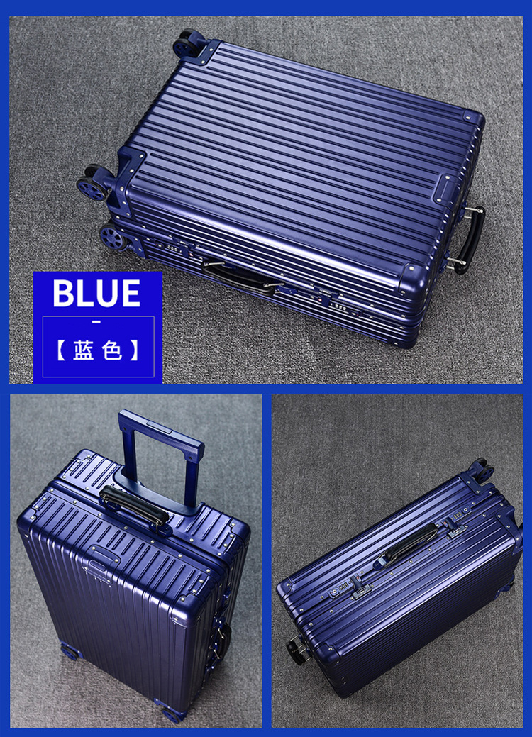 复古全铝镁合金定制logo拉杆箱韩版万向轮金属皮把手行李箱旅行箱示例图13