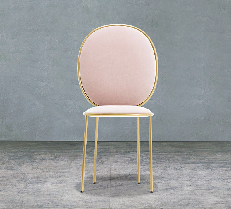 奶茶店北欧风粉色餐椅咖啡厅桌椅酒店公主金属椅设计师创意餐椅示例图2