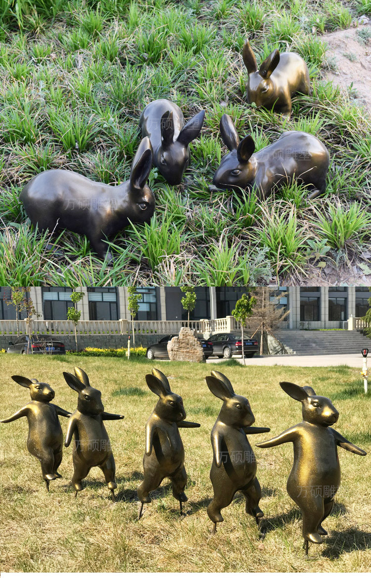 玻璃钢小兔子雕塑 仿铜小动物园林小区公园装饰雕塑摆件 厂家现货示例图3