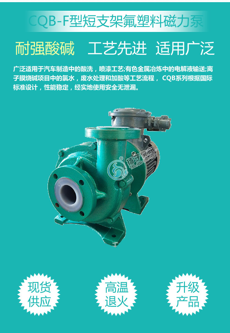 衬氟泵CQB80-65-125FD磁力泵安徽厂家耐腐蚀泵阀基地氟合金磁力泵示例图4