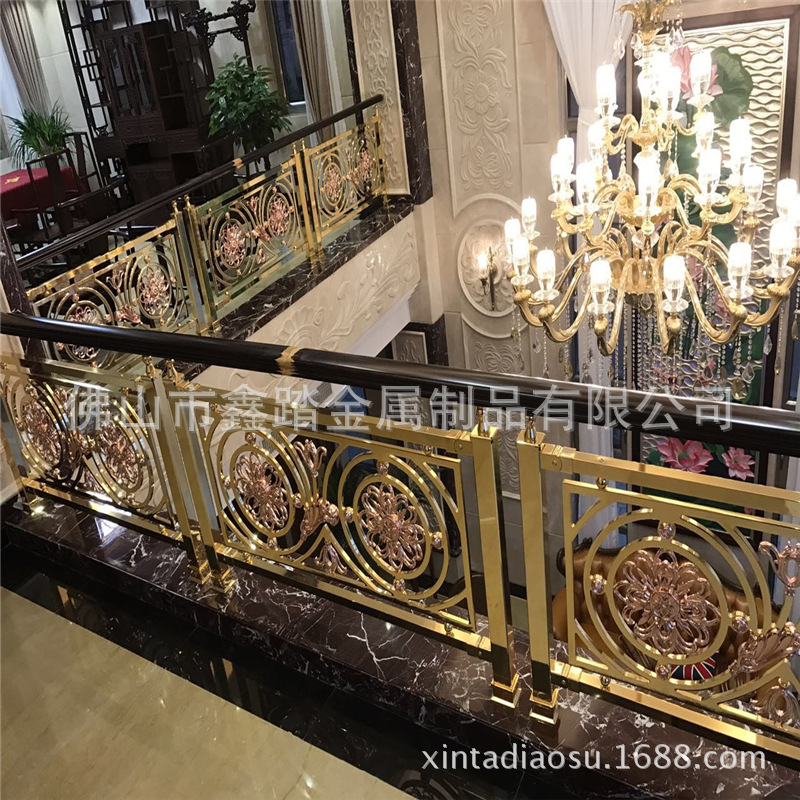 红古铜铝板雕刻楼梯护栏厂家 酒店装饰专用护栏示例图13