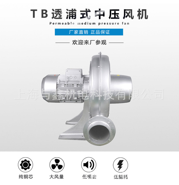 中压鼓风机 TB100-1透浦式鼓风机 0.75Kw工业鼓风机 离心式鼓风机图片