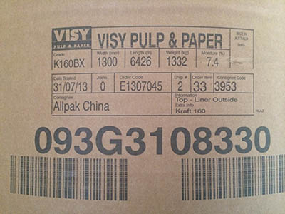 上海供应澳洲VISY牛皮卡纸 澳大利亚牛卡纸 澳卡纸 奥卡纸 高耐破牛卡纸