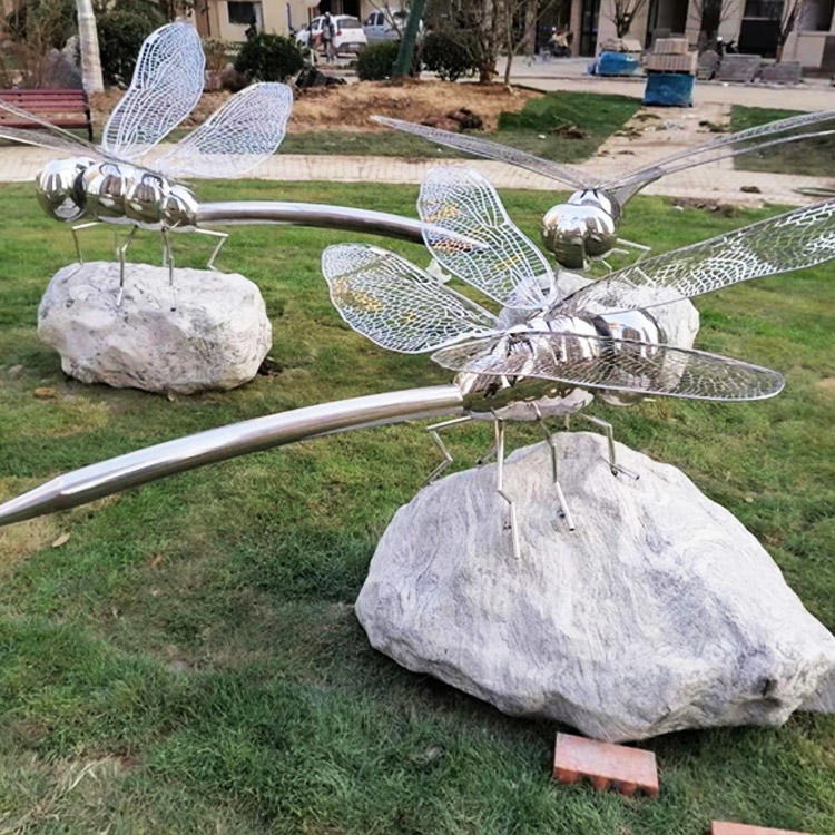 万硕 蜻蜓不锈钢雕塑 景观动物雕塑 动物造型雕塑