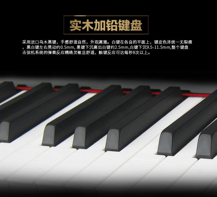 德国海论威UP123全新立式钢琴黑色亮光88键经典型厂家直销示例图3