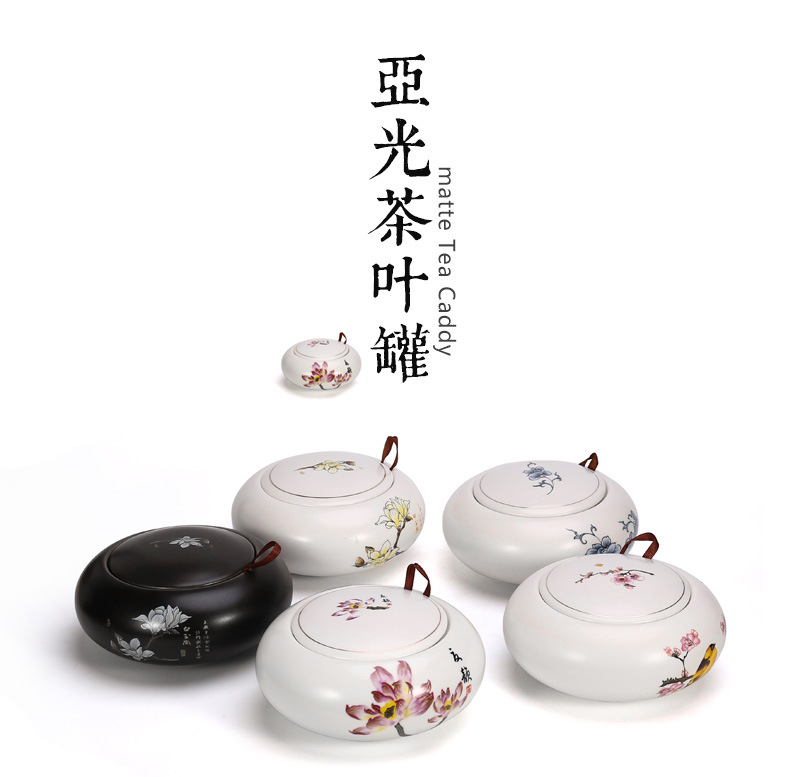 陶瓷亚光茶叶罐大号 定窑玉兰大缸陶瓷罐骨瓷白色陶瓷罐一件代发示例图2