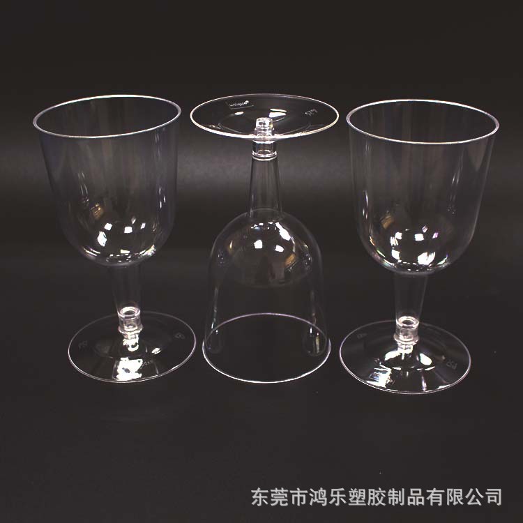 6oz一次性PS透明塑料红酒杯180ml硬塑料高脚杯杯身杯底可拆分示例图17