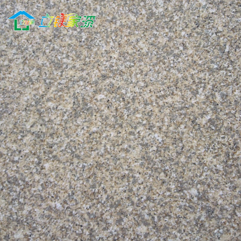 陕西咸阳外墙工程漆材料选用广东立镁家涂料厂家生产的多彩仿石漆水包砂涂料
