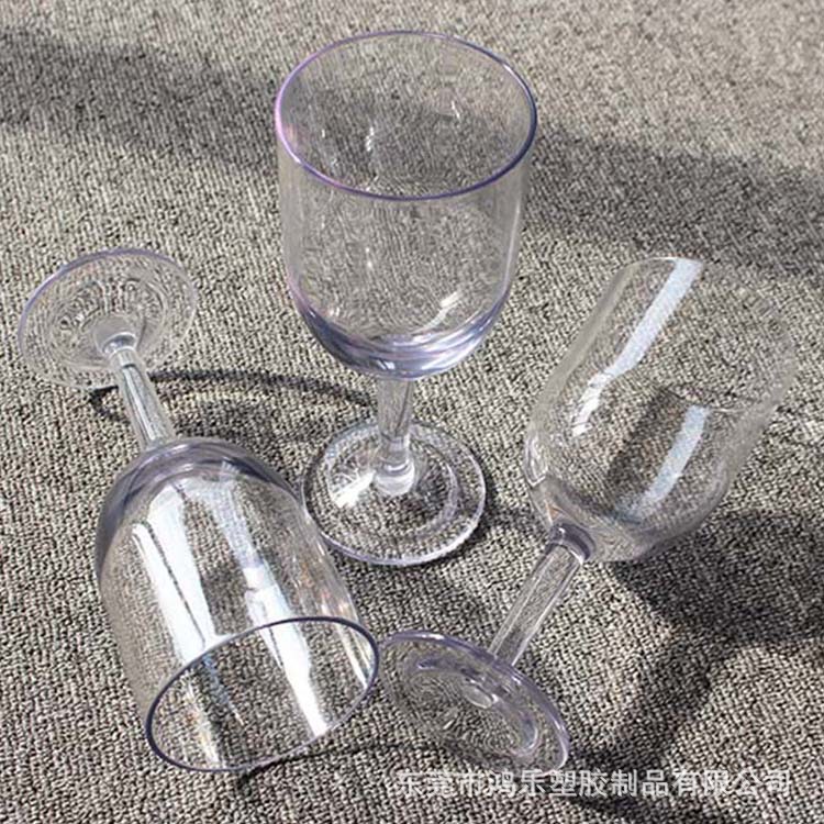 东莞AS食品级透明高脚塑料杯红酒葡萄酒杯仿真玻璃塑料杯厂家直销示例图4