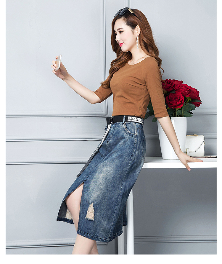 2017秋季新款时尚休闲套装韩版纯色牛仔裙两件套一件代发厂家批发示例图31