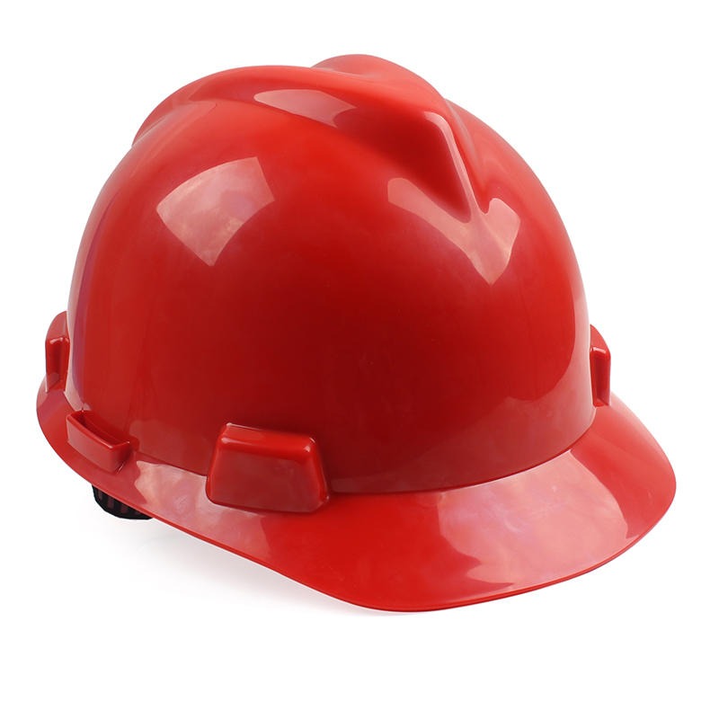 梅思安10146467红色PE标准型安全帽PE帽壳一指键帽衬PVC吸汗带国标D型下颏带-红