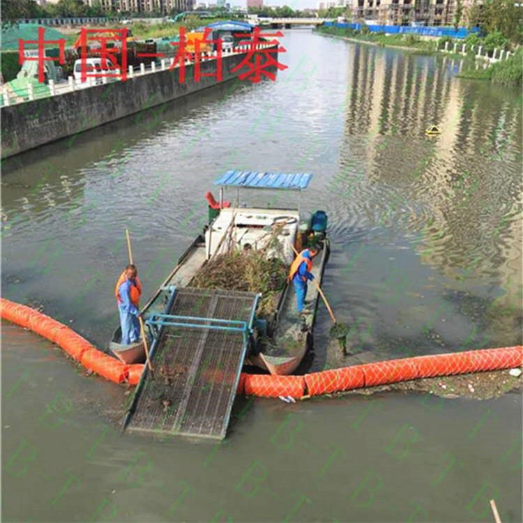 无锡护城河道漂浮垃圾拦污带 浮式拦污堤浮筒供应厂家