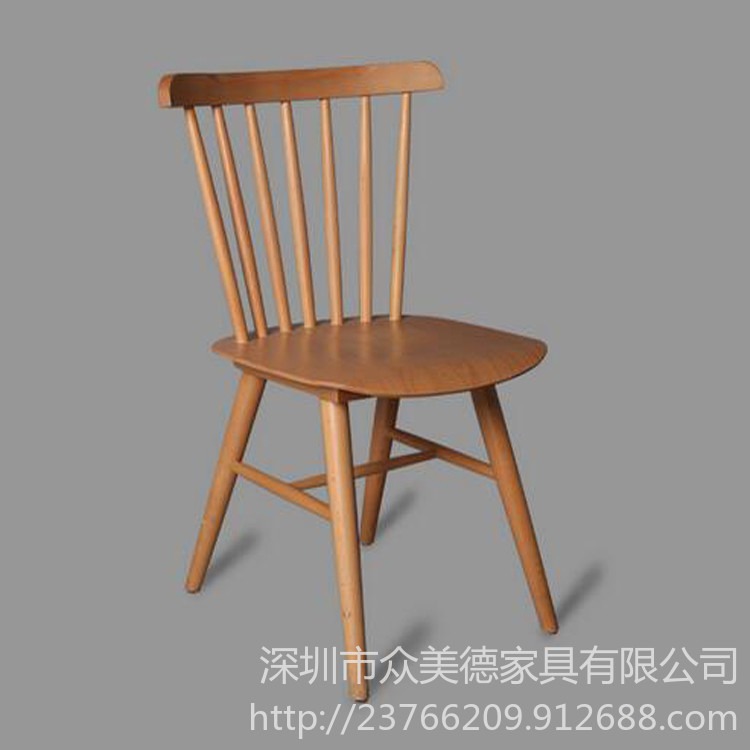 众美德长期批发北欧实木餐椅 西餐厅水曲柳实木椅子 温莎椅定做量大从优图片