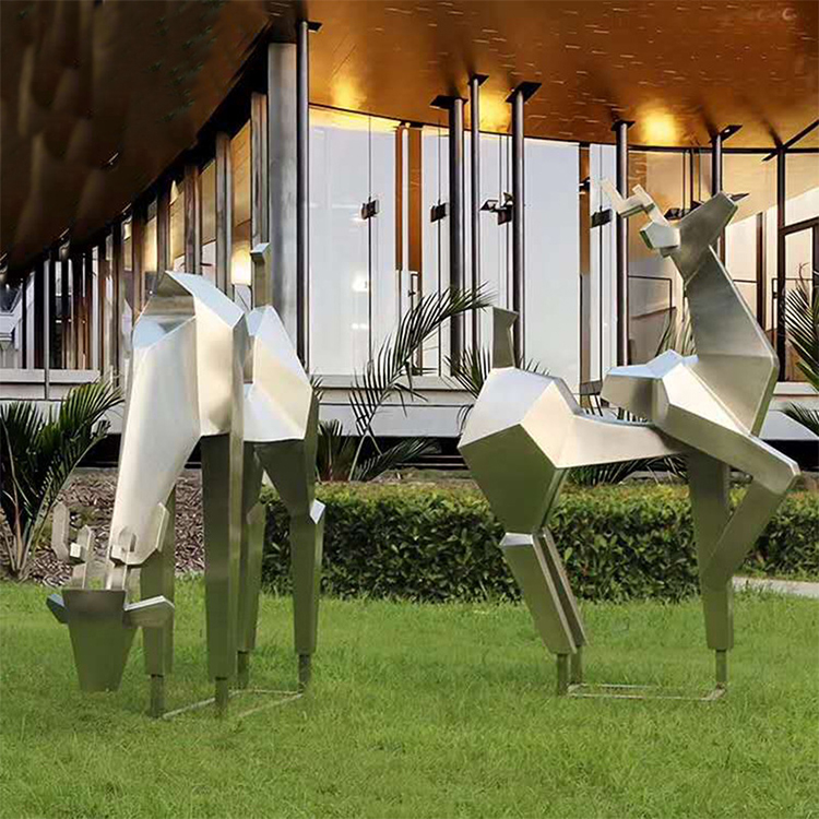 唐韵园林 金属不锈钢鹿雕塑 不锈钢镂空雕塑 厂家生产