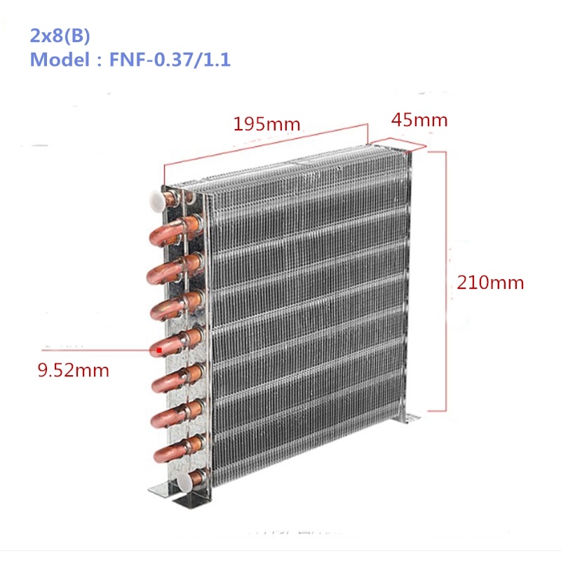 传热设备供应商畅的长期供应2米空冷式冷凝器小型水冷式铜管铝翅片制冰机冷凝器价格 FNF-0.37/1.1示例图6