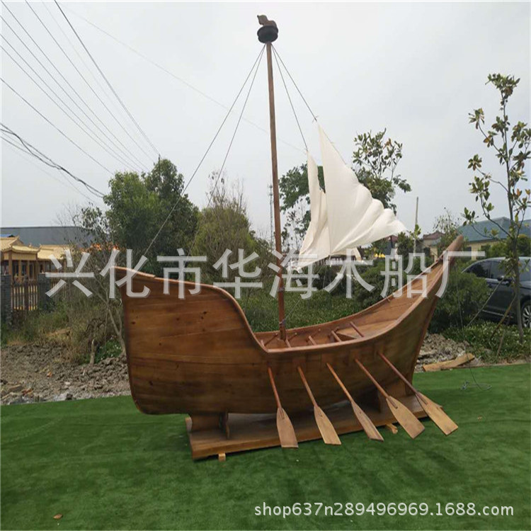 木质海盗船 商场景观道具摆件船 户外装饰海盗船 复古木船定制示例图6