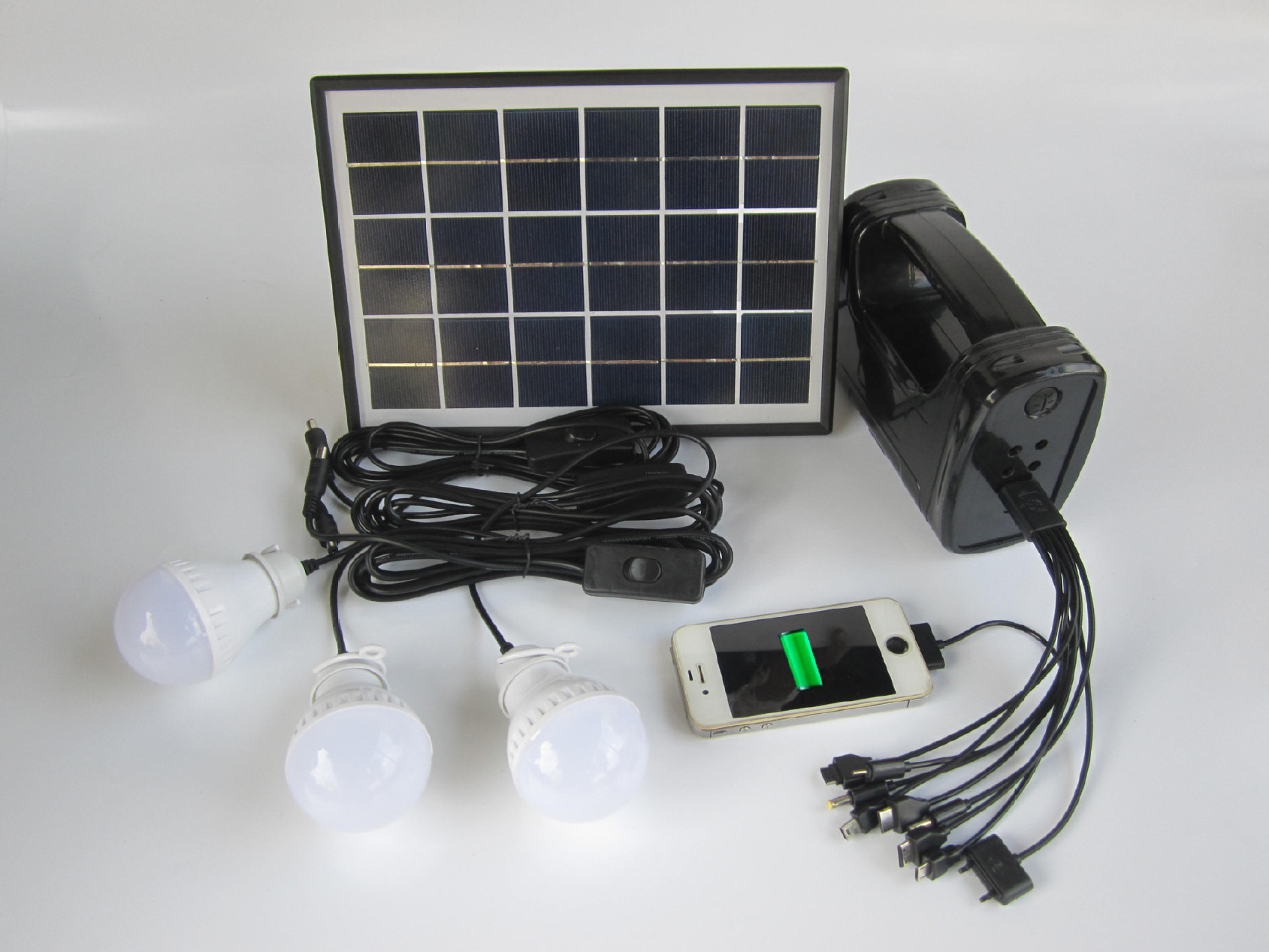 热销一拖三太阳能直流系统家用户外发电LED灯手提灯USB充电电源示例图22