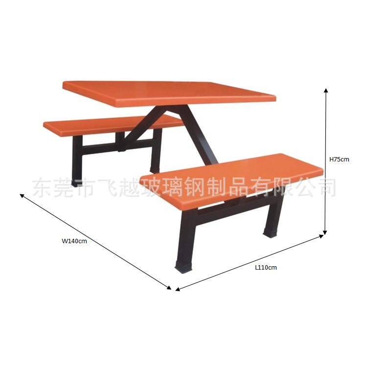 四人餐桌椅 快餐店小吃店公司员工共厂工人食堂组合餐桌椅示例图5