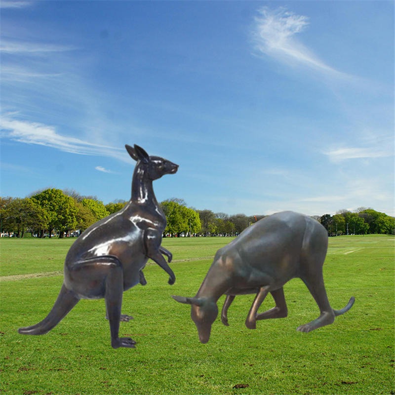 玻璃钢袋鼠雕塑 园林景观仿铜袋鼠雕塑摆件 唐韵园林